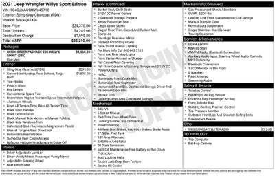 2021 Jeep Wrangler Willys Sport 4x4