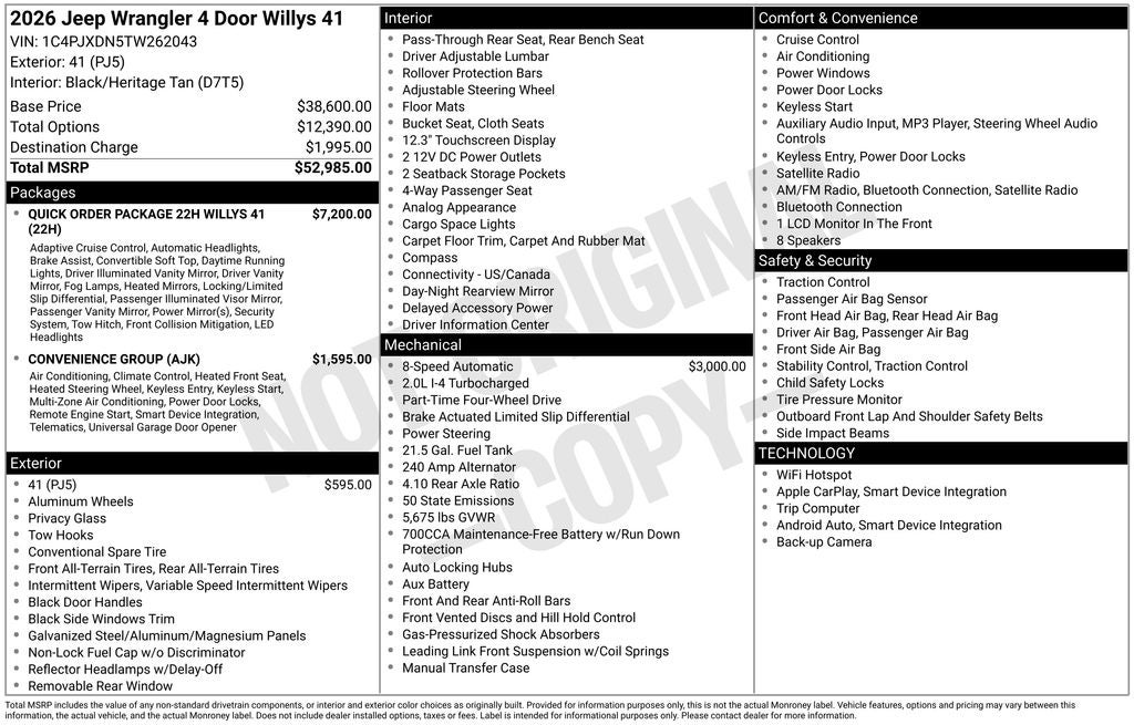 2026 Jeep Wrangler WRANGLER 4-DOOR WILLYS '41