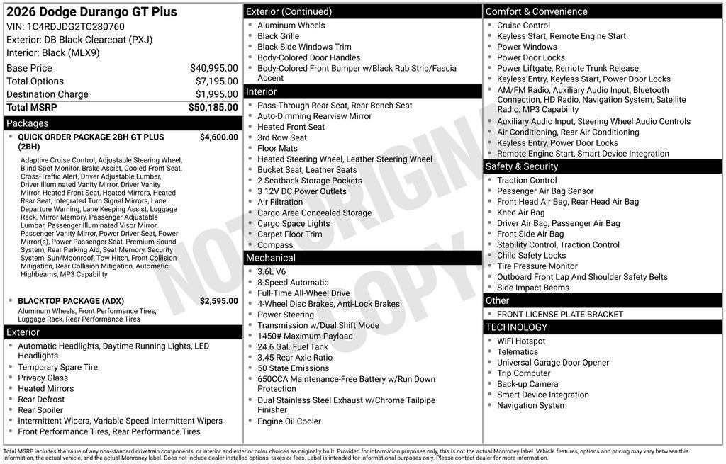 2026 Dodge Durango DURANGO GT PLUS AWD