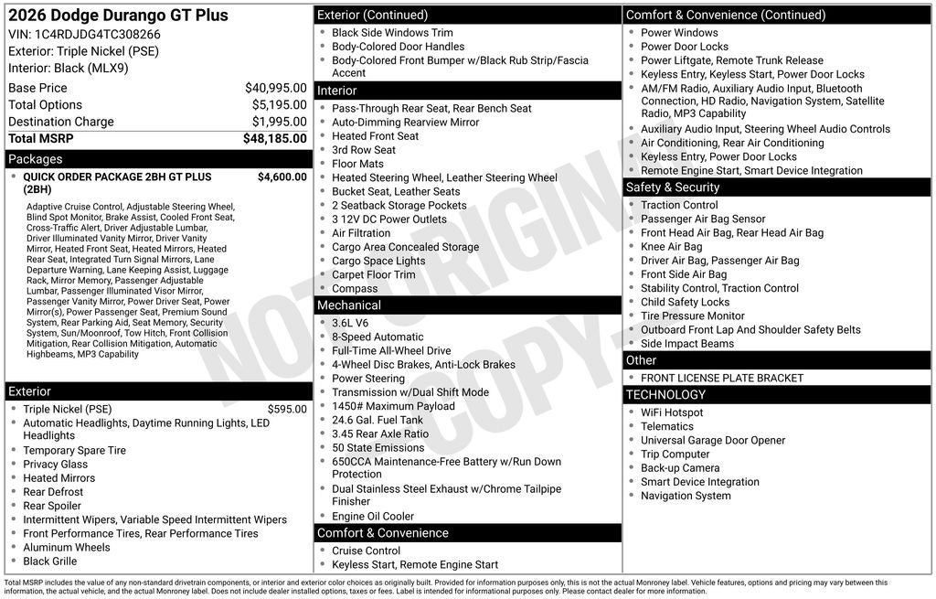 2026 Dodge Durango DURANGO GT PLUS AWD