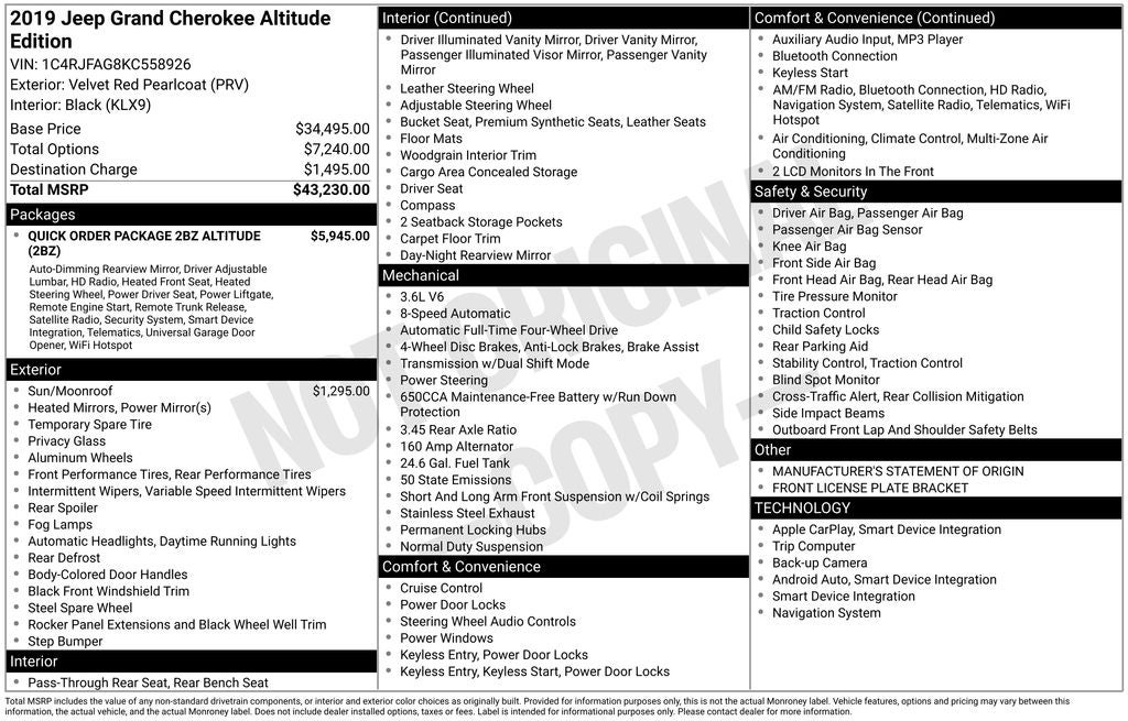 2019 Jeep Grand Cherokee Altitude 4x4