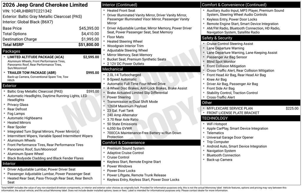 2026 Jeep Grand Cherokee GRAND CHEROKEE LIMITED 4X4