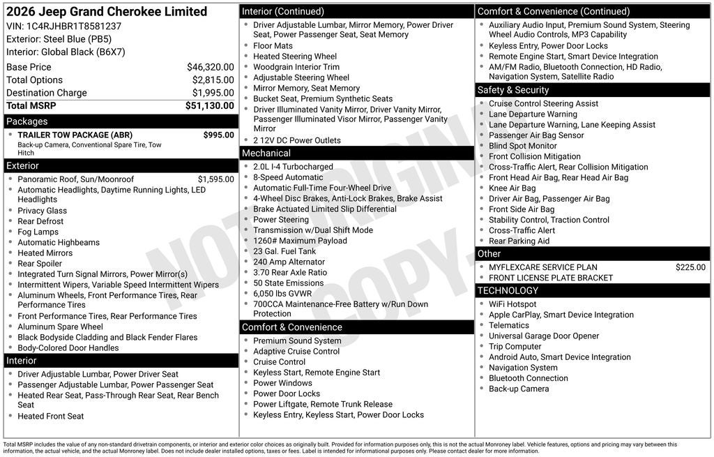 2026 Jeep Grand Cherokee GRAND CHEROKEE LIMITED 4X4