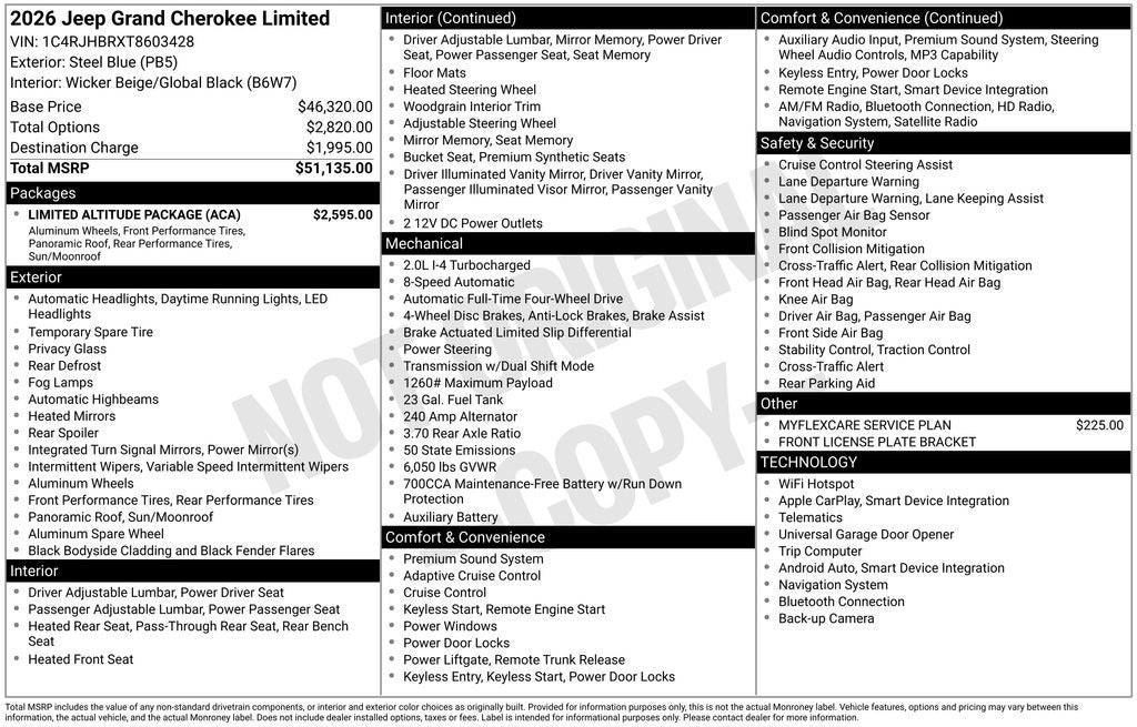 2026 Jeep Grand Cherokee GRAND CHEROKEE LIMITED 4X4