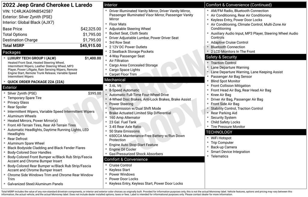 2022 Jeep Grand Cherokee L Laredo 4x4