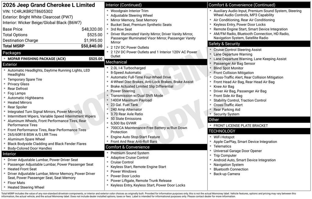 2026 Jeep Grand Cherokee GRAND CHEROKEE L LIMITED 4X4