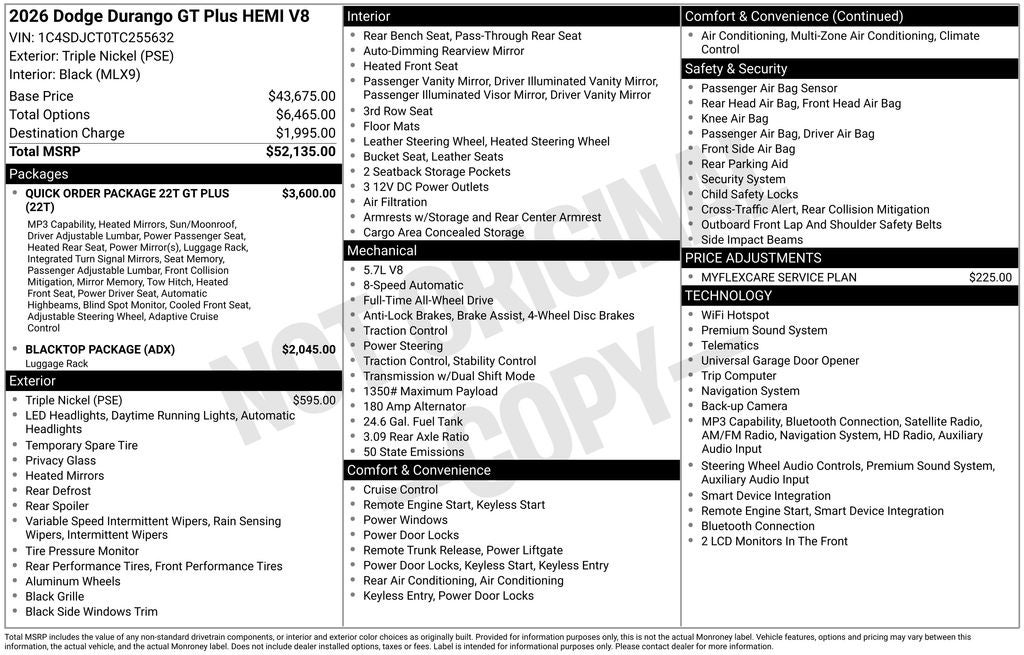2026 Dodge Durango DURANGO GT PLUS AWD HEMI V8