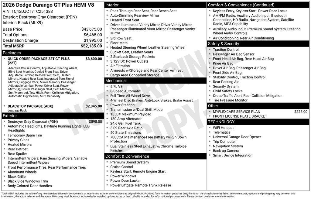 2026 Dodge Durango DURANGO GT PLUS AWD HEMI V8