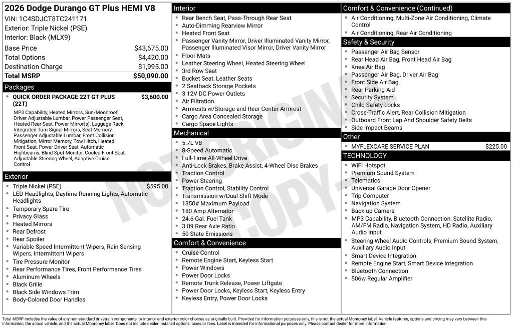 2026 Dodge Durango GT Plus HEMI V8
