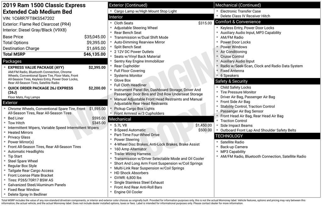2019 RAM 1500 Classic Express Quad Cab 4x4 6'4' Box