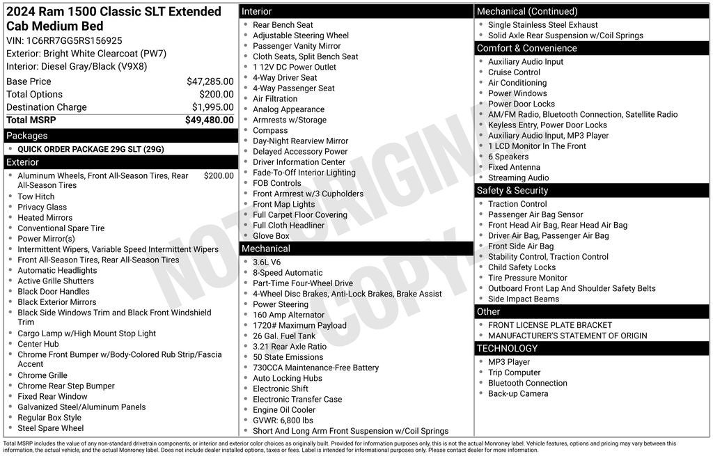 2024 RAM 1500 Classic SLT Quad Cab 4x4 6'4' Box