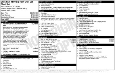2026 RAM Ram 1500 RAM 1500 BIG HORN CREW CAB 4X4 5'7' BOX