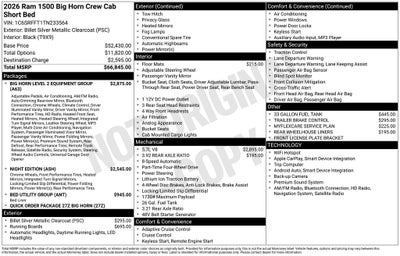 2026 RAM Ram 1500 RAM 1500 BIG HORN CREW CAB 4X4 5'7' BOX