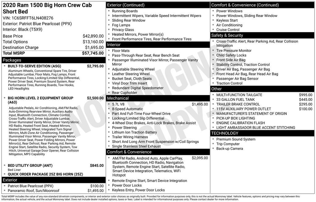 2020 RAM 1500 Big Horn/Lone Star
