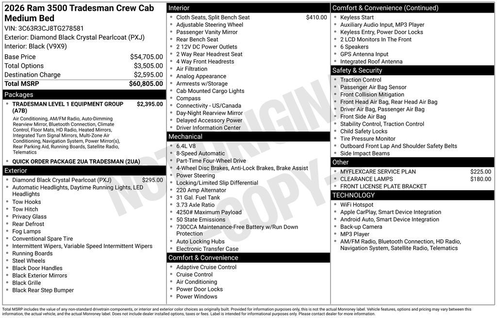 2026 RAM Ram 3500 RAM 3500 TRADESMAN CREW CAB 4X4 6'4' BOX