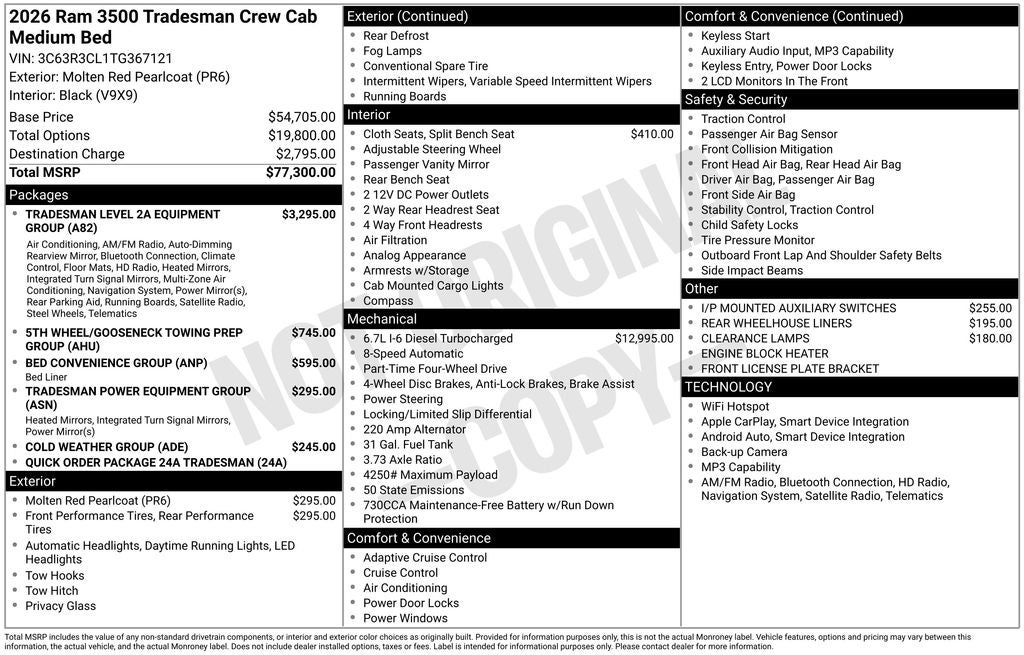 2026 RAM Ram 3500 RAM 3500 TRADESMAN CREW CAB 4X4 6'4' BOX