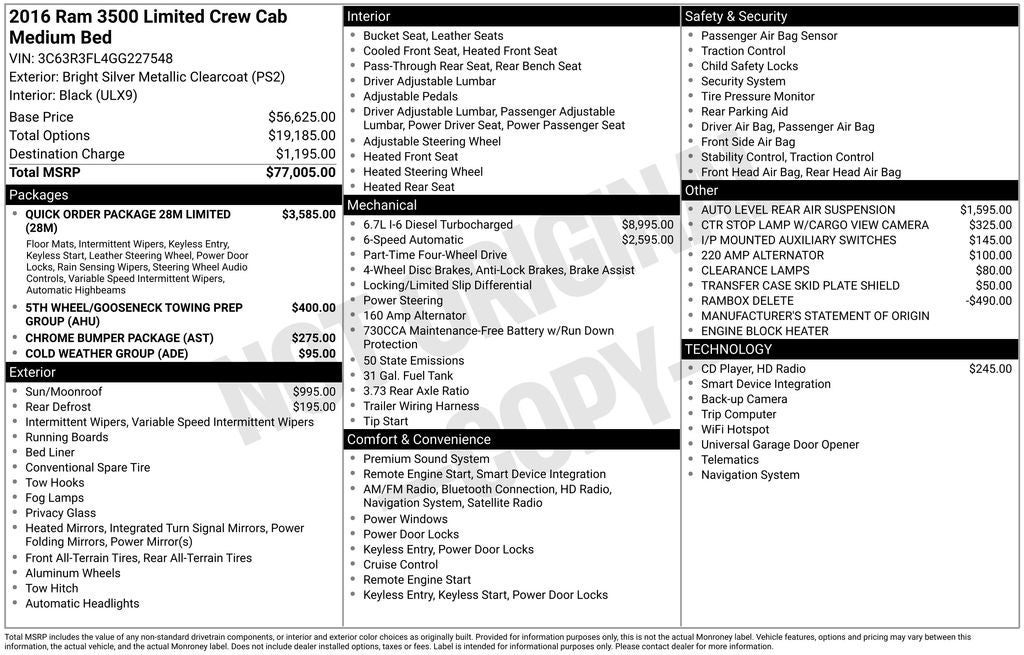 2016 RAM 3500 Longhorn Limited