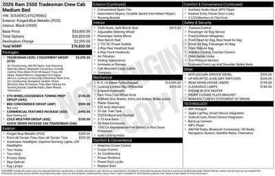 2026 RAM Ram 2500 RAM 2500 TRADESMAN CREW CAB 4X4 6'4' BOX