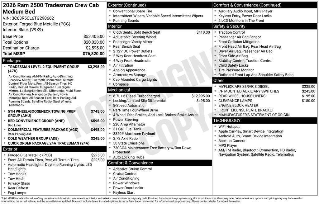 2026 RAM Ram 2500 RAM 2500 TRADESMAN CREW CAB 4X4 6'4' BOX