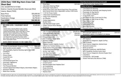 2026 RAM Ram 1500 Big Horn/Lone Star