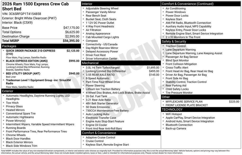 2026 RAM Ram 1500 RAM 1500 EXPRESS CREW CAB 4X4 5'7' BOX