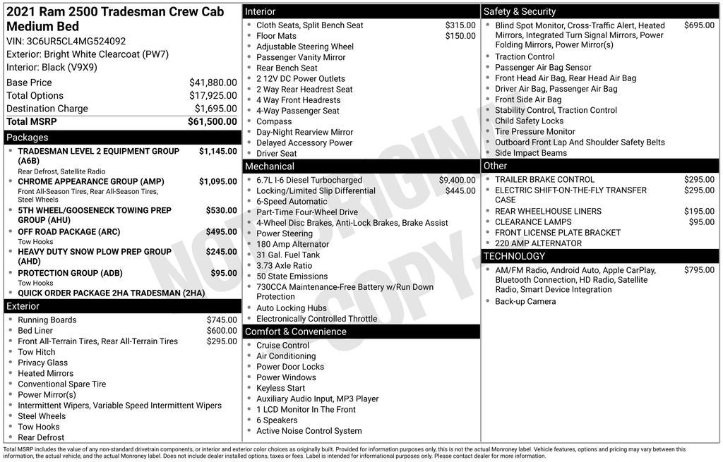 2021 RAM 2500 Tradesman