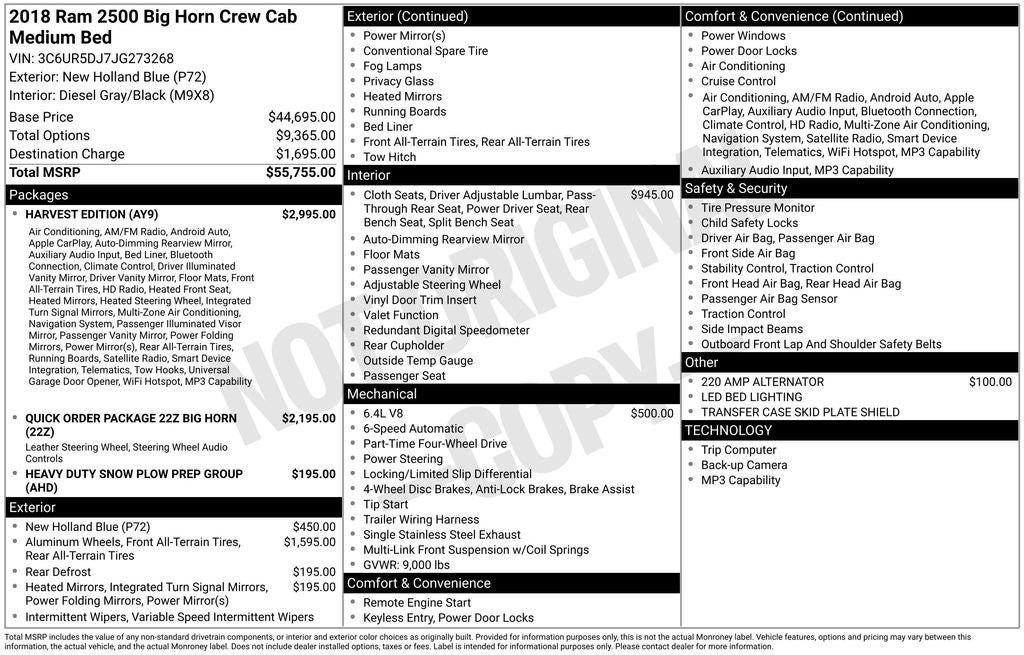 2018 RAM 2500 Big Horn