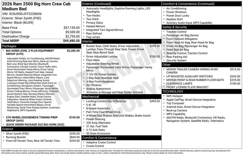 2026 RAM Ram 2500 RAM 2500 BIG HORN CREW CAB 4X4 6'4' BOX