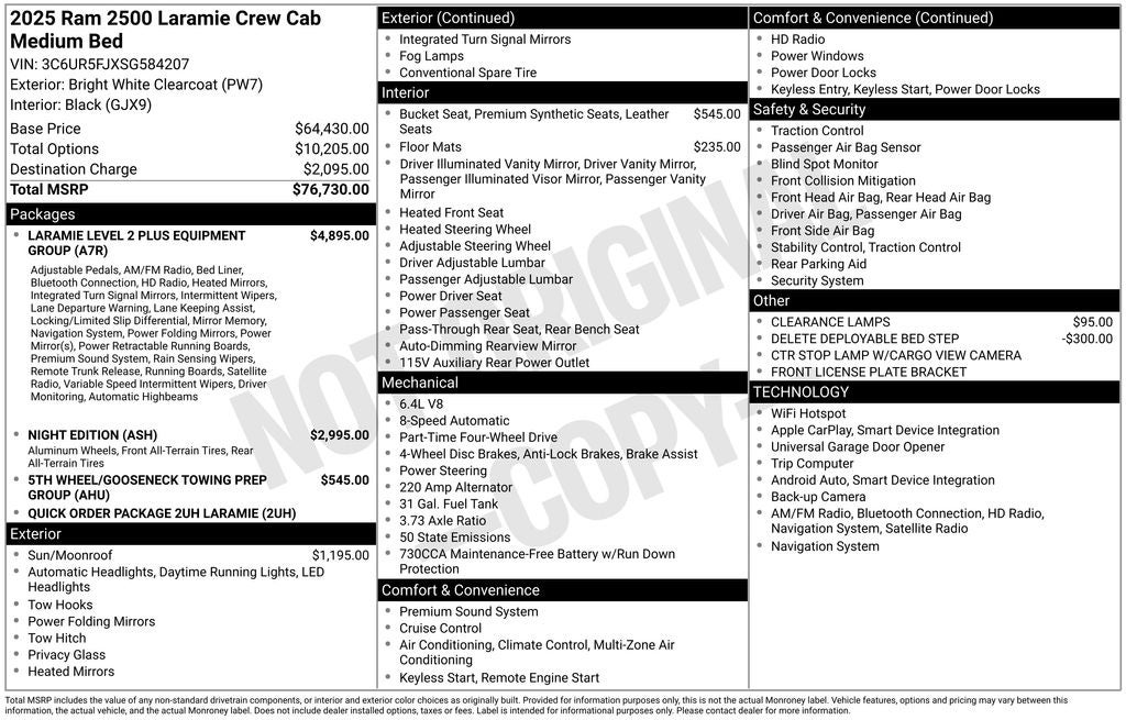 2025 RAM Ram 2500 RAM 2500 LARAMIE CREW CAB 4X4 6'4' BOX