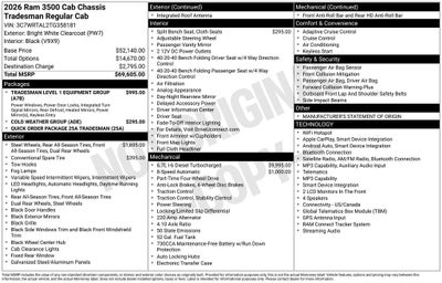 2026 RAM Ram 3500 Chassis Cab RAM 3500 TRADESMAN CHASSIS REGULAR CAB 4X4 60' CA