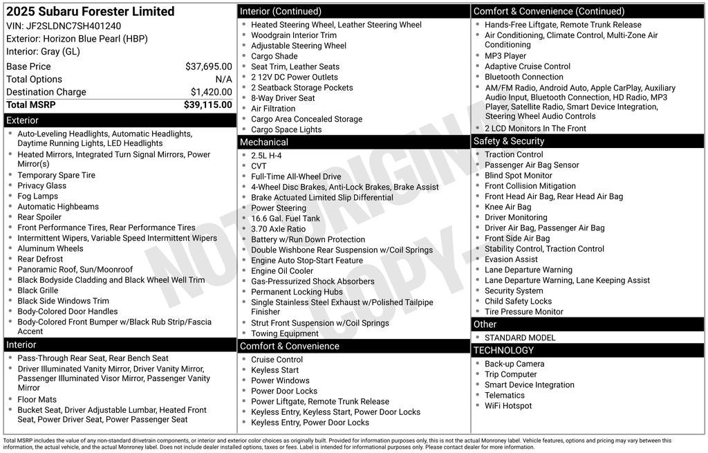 2025 Subaru Forester Limited